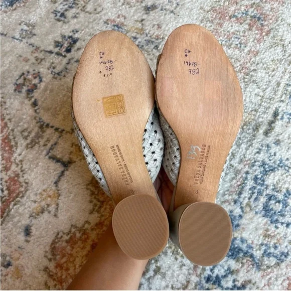 Freda Salvador Cream Woven Mules with Chunky Heel - Picture 7 of 11